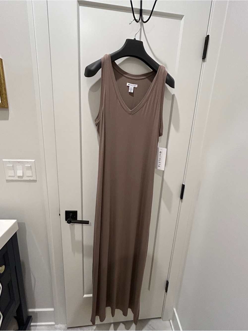 Athleta Taupe V-Neck Sleeveless Maxi Dress- TALL